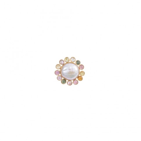 Handmade Sterling Silver Gold Ring with Precious Stones