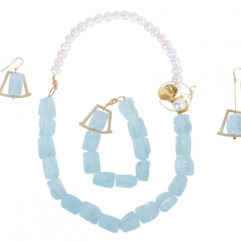 Handmade set with precious stones