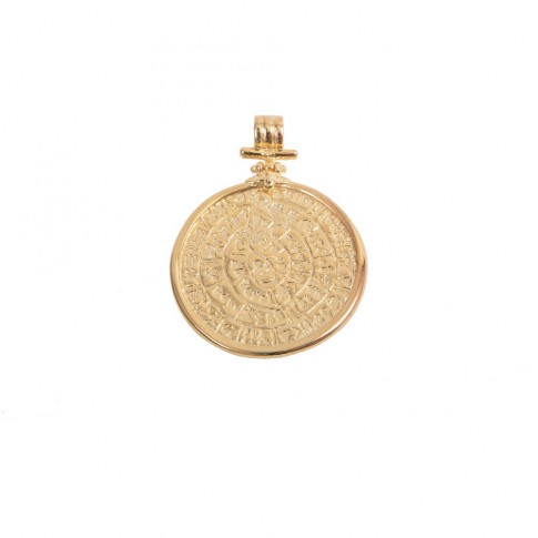 Silver gold plated pendant with Phaistos disk frame