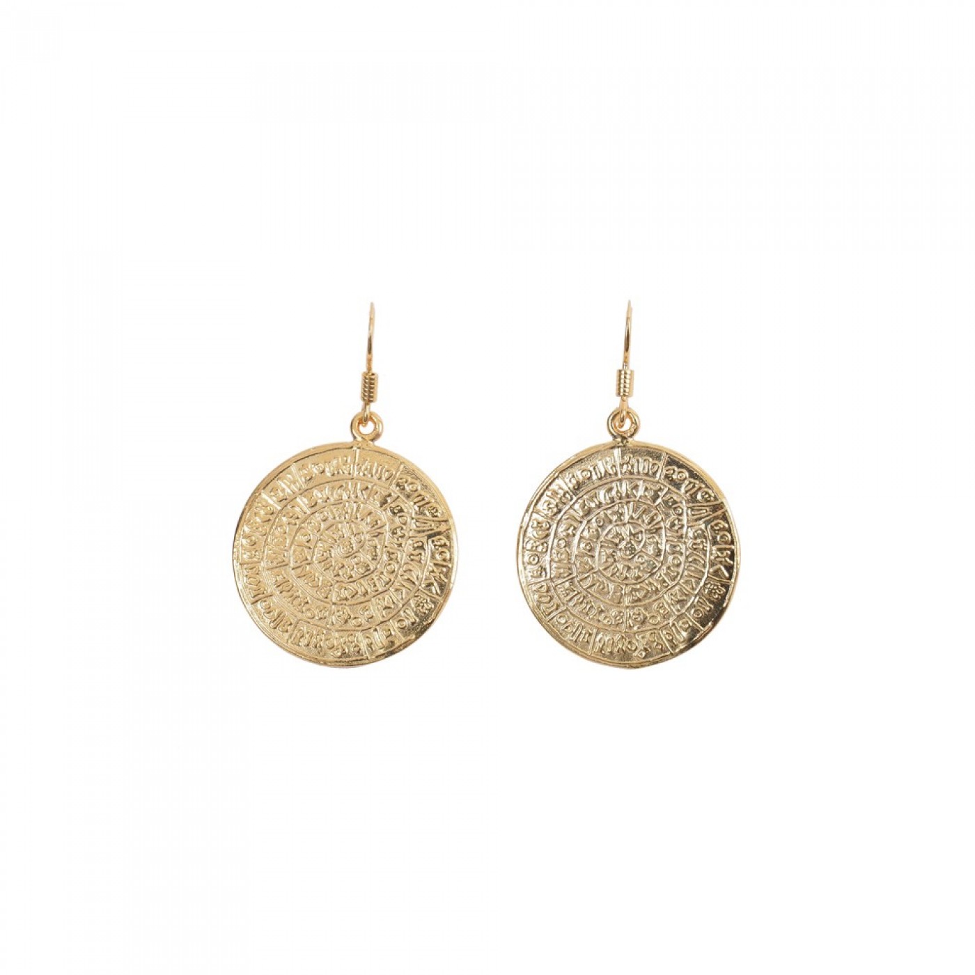 Silver gold plated earrings with Phaistos disk